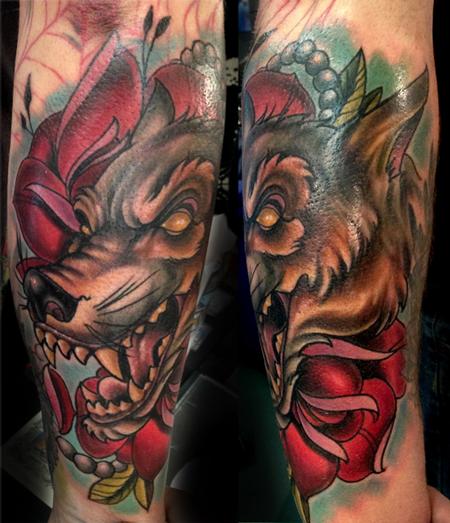 Tattoos - Wolf and Roses - 87592